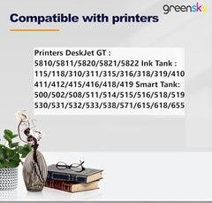 Compatible Inkjet Refill Ink for HP Ink Tank GT51 GT52 Series Replacement Ink for HP 310,315,319,410,415,419,450,510,550,610,GT5810 GT5820,GT5811 Printer (Color Set (BK-70ml 2pc /CMY-70ml))