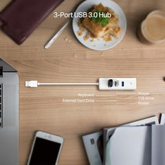 TP-link UE330 USB 3.0 3-Port Hub & Gigabit Ethernet Adapter 2 in 1 USB Adapter - Plug and Play