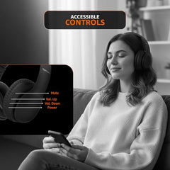Amazon Basics Wireless Over Ear Headphones, Bluetooth 5.4, 40mm Drivers, 18H Playtime, Foldable Lightweight Design with Aux Support, Deep Bass & Mic, Black
