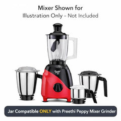 WONDER STAR Mixer Grinder Jar 1 Litre | Compatible with Preethi Peppy, Peppy Pro & Peppy Plus | Stainless Steel Jar | 4 Teeth Coupler | PP Lid | Heavy Duty ABS Base