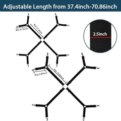 MOMISY Bed Sheet Straps Fasteners Suspenders Grippers Clips, Triangle Shape, Adjustable Crisscross Corner Holder Fit for Twin/Queen/King (Black)