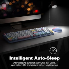 MOFII Wireless Keyboard and Mouse Combo, Full Size, 2.4GHz, Windows, Purple