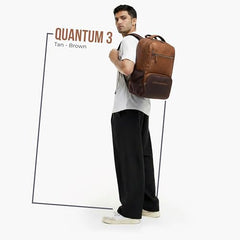 Gear Quantum 3 18"/29L Antitheft Large Faux Leather Water Resistant Laptop backpack with Raincover/Laptop backpack/Casual Backpack/Daypack/Travel Backpack/College Bag For Men/Women(Black-Black)