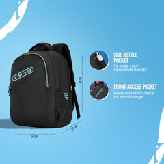 Skybags Porto Spacious 40L Weekender Backpack, 2 Compartments, Black-Blue | Laptop Compatible (Upto 17"), Front & Shoe Compartments, Padded Handles, Travel/ Office Bag, Unisex, 1-Year Global Warranty