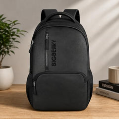 BIGBERRY Rodeo 2.0 Leatherite Faux Leather Laptop Backpack for Men & Women | Water Resistant 2 Compartment Casual Daypack | 15.6 Inch Laptop Bag for Office, College, Travel & Daily Use, Navy Blue