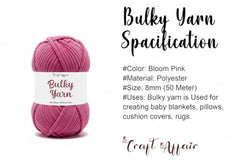 Craft Affair | Bulky Yarn/Blanket Yarn (8mm, 50 Meter, 100 Gram) | Chenille Yarn | for Craft Project: Blood Red