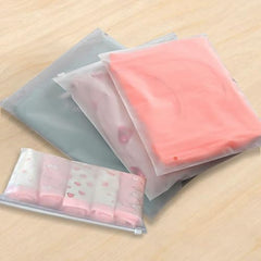 OSDUE Polyethylene Frosted Zipper Bags 30x35cm Pack of 10 – Transparent LDPE Zip Lock Storage Bags for Clothes, Shoes, Cosmetics, Jewellery, Toiletries & Travel