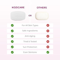 Kozicare Skin brightening Soap | 0.5% Kojic Acid, 0.5% Vitamin C, 0.3% Glutathione, 0.5% Arbutin | For Dark Spot Reduction & Pigmentation | Pack of 3 (75g each) | For Men & Women