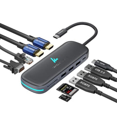 Type C 14 in 1 Wozoyo Docking Station, PD 100W, 2X4K@60Hz HDMI,4K DisplayPort, 2XType-C 10Gbps, USB 10Gbps, Gigabit Ethernet, AUX Port,Universally Compatible Thunderbolt 4,macOS,Windows,Android & iOS