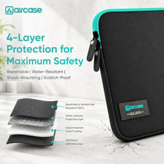 AirCase Neoprene Laptop Sleeve Case Cover for 15.6 Inch MacBook, Dell, HP, Lenovo, More| Water-Resistant, Shockproof Padding, Scratch-Proof| Slim Fit, Wrinkle Free, TSA Security Friendly (Black-Grey)