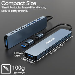 Sounce 4-Port USB 3.0 Hub for PC – High-Speed Aluminum USB Hub Compatible with PC, MacBook, Mac Pro, Mac mini, iMac, Surface Pro, and XPS. 4-Port High Speed USB Hub with Aluminium Shell