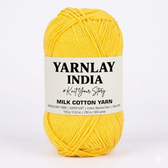 Yarnlay 3 Ply Soft Milk Cotton Yarn for Crochet Knitting, Amigurumi, Punch Needle .DIY Crafts, Summer Wear,Flowers Toys & Cushion Covers 100g (250m) (Shade 34: Grey)
