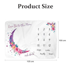 MOMISY Baby Milestone Blanket and Props for Baby's |1 to 12 Months Prop |Baby Bedding |Ac Room Blanket for Summer|Newborn| Infants Winter Blanket(Moon)
