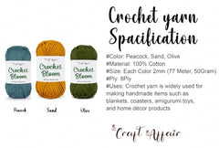Craft Affair | Crochet Bloom Cotton Yarn 8ply (Each Color 2mm, 77Meter, 50Gram) 100% Pure Cotton | for Knitting Yarn | Craft & DIY Project: Grey, Pink, Off White