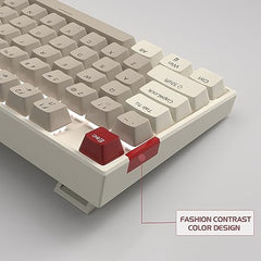 MageGee 75% Mechanical Gaming Keyboard with Brown Switch, LED White Backlit Keyboard, 87 Keys Compact TKL Wired Computer Keyboard for Windows Laptop PC Gamer - Retro Grey/White