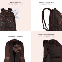 Gear Aspire 3 19"/35L Large Faux Leather Water Resistant Laptop Backpack | Casual Backpack | Daypack | Travel Backpack | College Bag For Men/Women (Brown - Brown)