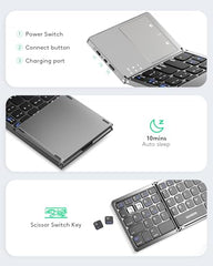 Samsers Foldable Bluetooth Keyboard with Touchpad, Ultra Slim Compact,Black