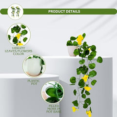 fancymart Artificial Flower Plant Home Décor with Small Size Pot | Pack of 2 | Plant Hanging for Home Decor | Office Decor (DESIGN-01)