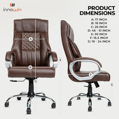 INNOWIN Obama Ergonomic Leatherette Executive High Back Revolving Desk Office Chair (Brown)