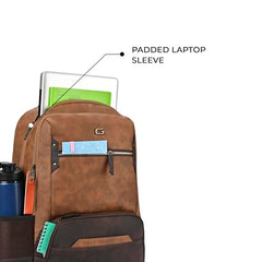 Gear Quantum 3 18"/29L Antitheft Large Faux Leather Water Resistant Laptop backpack with Raincover/Laptop backpack/Casual Backpack/Daypack/Travel Backpack/College Bag For Men/Women(Black-Black)
