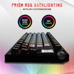 EvoFox Ronin Wired Mechanical Gaming Keyboard, 9 Layer Structure, Gasket Mount, 2 Layer Sound Dampening, 75% Layout, Red Switches, Hot Swappable, Per-Key RGB, nKey Rollover, Windows Software-Black