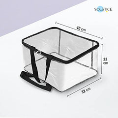 SOLSTICE Pack of 4 Transparent Storage Bag for Saree Covers,Clothes, Lehenga, Blankets, Bedsheets, Toys, Docs|Wardrobe Organizer|Clear Storage Box Bag - Pack of (4), Plastic, 40x32 cm