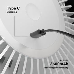 Zebronics Heat Buster 300, Portable Desk Fan, Upto 13h Backup, 3600mAh Rechargeable Battery, 360° Rotatable fan, 4 Speed + 1 Breeze Mode, Wall-Mountable, for Travel, Office, Home (Black)
