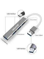 Sounce 4-Port USB 3.0 Hub for PC – High-Speed Aluminum USB Hub Compatible with PC, MacBook, Mac Pro, Mac mini, iMac, Surface Pro, and XPS. 4-Port High Speed USB Hub with Aluminium Shell