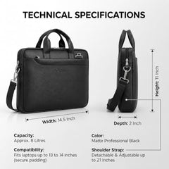 EXIM Prime Laptop Bag for Men Office Use| Office Bag for Men| Vegan Leather Laptop Messenger Bag| Fits Up to 13 to 14 Inch Laptop| Business Briefcase with Handle and Shoulder Strap (Shaded Brown)