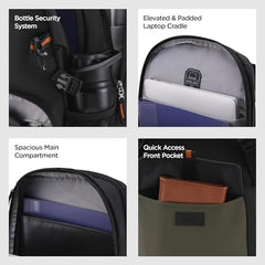 HARISSONS RHINO Laptop Backpack | 30L | Fits 15.6” Laptop | 420D PU-Coated Polyester & Vegan Leather | Office, Commute & Travel | Laptop Protection, Trolley Sleeve, Organizer (Grey)