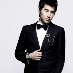 SYGA Men's & Women Suit Shirt Stud Lapel Pin Chain Tassel Brooch Pin with Crystal Chain(Silver Crown)
