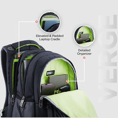 HARISSONS Verge Men’s Travel Laptop Backpack | Fits 15.6" Laptop | 40L Lightweight | USB Port, Water-Resistant, Hidden Pocket, Luggage Strap | Work, Commute & Travel (Black & Teal)