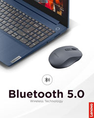 Lenovo WL310 Bluetooth Silent Mouse, Bluetooth 5.0, Upto 3million Button clicks, 1600 DPI, 6 Buttons (Left Click, Right Click, Scroll Click, DPI, 2 x Side Buttons), DPI LED Indicator, Grey