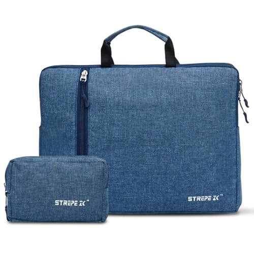 14 inch Laptop Case with Charger Pouch | 2 Components, Sleeve with Handle | for All Type of Notebooks up to 14 inches Lenovo, HP, Dell, Mac Book Pro, Mi, Asus | Laptop Cover Bag, Blue