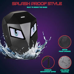 Hookaba Eye Rover LED Backpack 31L (Black) | Motorcycle Riding Bag With Programmable Screen | App Control & Water Resistant | Unisex Expandable Daypack For College, Travel, Laptop, Helmet