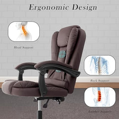 Casa Haus Italia Premium Leatherette Office Chair for Work | Boss Chair, Ergonomic Executive, Luxurious Cushioned Arms & Seat, 2 Point Back Massager, Heavy Duty Metal Base (Burgundy)