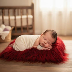 MOMISY Children’s Photography Props Blanket | Soft Cotton Blend Baby Photo Shoot Mat | Newborn Photography Prop(Red)