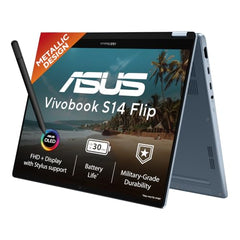 ASUS Vivobook S14 Flip (2026),Snapdragon X X1 26 100,AMD Radeon iGPU,8GB RAM,512GB SSD,FHD+,Touchscreen,14"(35.5 cm),Win 11,M365 Basic(1Y),Office 24,Light Blue,1.39 Kg,TP5408QA-U2093WS,Flip Laptop