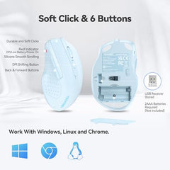 TECKNET Wireless Mouse, 2.4G Ergonomic Computer Mouse, 2600 DPI, Green