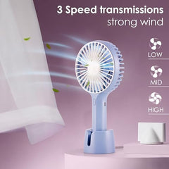 Gesto Portable Fan Rechargeable – USB Charging Hand Fan with 1200mAh Battery & 3 Speed Modes | Mini Fan, Small Fan, Handheld Fan – Ideal for Travel, Makeup, Kitchen | Women’s Personal Pankhaa - Pink