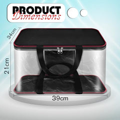 SNDIA 2 Pack 33L Transparent Clothes Storage Bags | Underbed Storage | Moisture Proof , Clothes Organizer for Lehengas, Dresses & Wardrobe Storage with Strong Zipper (RedBlack, 39x34x21cm)
