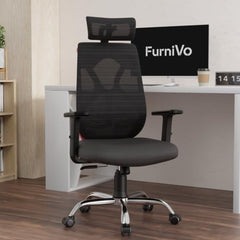 Furnivo Titan Ergonomic Office Chair for Home & Office | Adjustable Armrests | 120 Recline | Lumbar Support | Thick Cushioned Seat | Heavy-Duty Base | 3 Years Warranty (Eco Black Red)