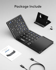 Samsers Foldable Bluetooth Keyboard with Touchpad, Ultra Slim Compact,Black