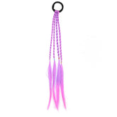 SYGA Cute Girl Colorful Wig Hair Rope Princess Twisted Braid Elastic Hairband Ponytail Headdress Fashionable Children's Hair Accessories(Gradient Purple Rose Red)