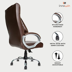 INNOWIN Obama Ergonomic Leatherette Executive High Back Revolving Desk Office Chair (Brown)