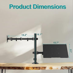 LIONS HEAD Monitor Stand with Laptop Tray - Basic Pole Mount for 22-32 Inch Monitors, Tilt Adjustable, Ergonomic Design, Weight Support 8 kg, Self Installation