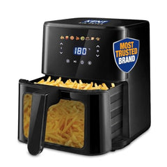 KENT Digital Air Fryer 5L | 1400W | Bake, Grill & Roast | Up to 80% Less Oil Usage | 8 Preset Menu | Rapid Heat Circulation | Digital Display & Touch Control Panel | Glass Window with in built Light