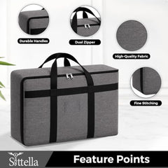 SITTELLA 2 Pack Large Foldable Storage Bags 58 L | Fabric Storage Organizer Box with Zip | Blanket, Quilt & Household Item Storage | Space Saving Storage Container | Beige