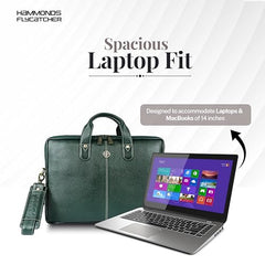 HAMMONDS FLYCATCHER Men Genuine Leather Office Bag - Laptop Bag - Padded Laptop Compartment, Fits 14 Inch Laptop - Adjustable Strap, 1 Year Warranty - Office, Travel, Daily Use - Brushwood, Brown