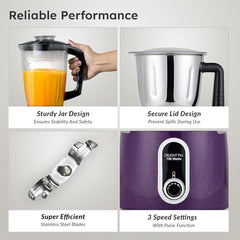 Prestige Delight Pro Mixer Grinder 750 W, 6 Jars, (1500 ml, 1000 ml, 1500 ml, 450 ml) (Purple)